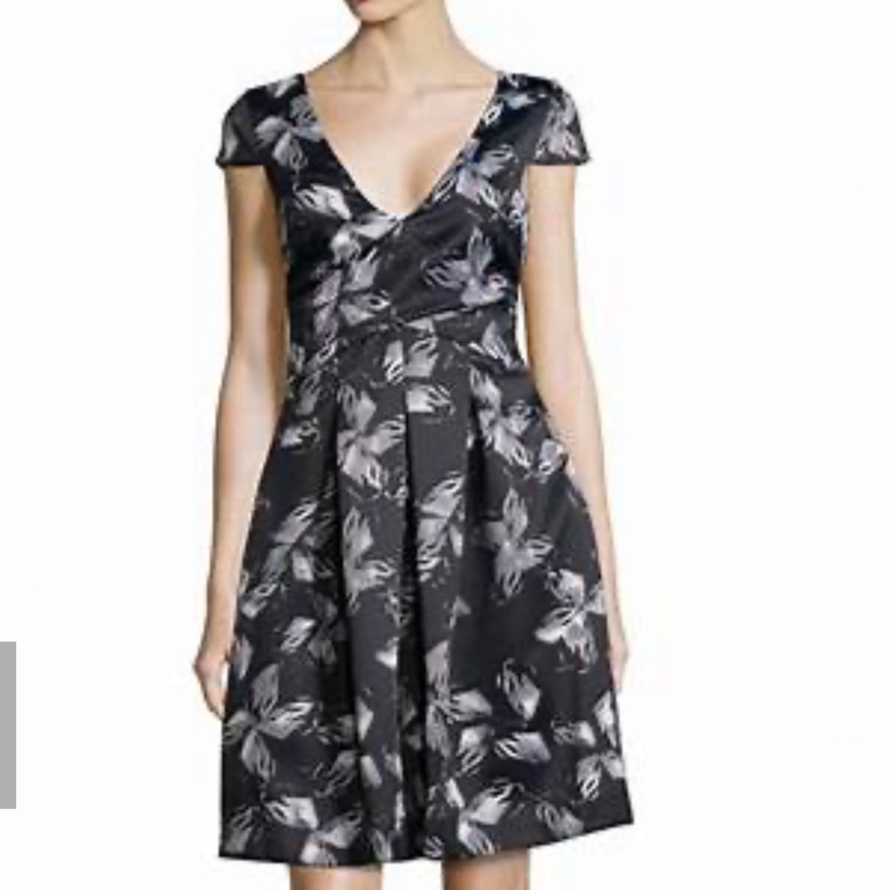 Halston Heritage cap sleeve floral dress. Timeless peice.